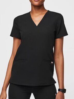 Figs Black Casma Three-Pocket Scrub Top Women’s Medium